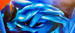 Großes Aktbild „Blaue Körper“ auf Spannholz im blauen Rahmen 109x109 cm - Bild 4