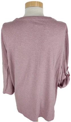 T-Shirt, dreiviertelarm mit Rundhalsausschnitt und Zipp, altrosa meliert, Größe 48 – Vorschau 7