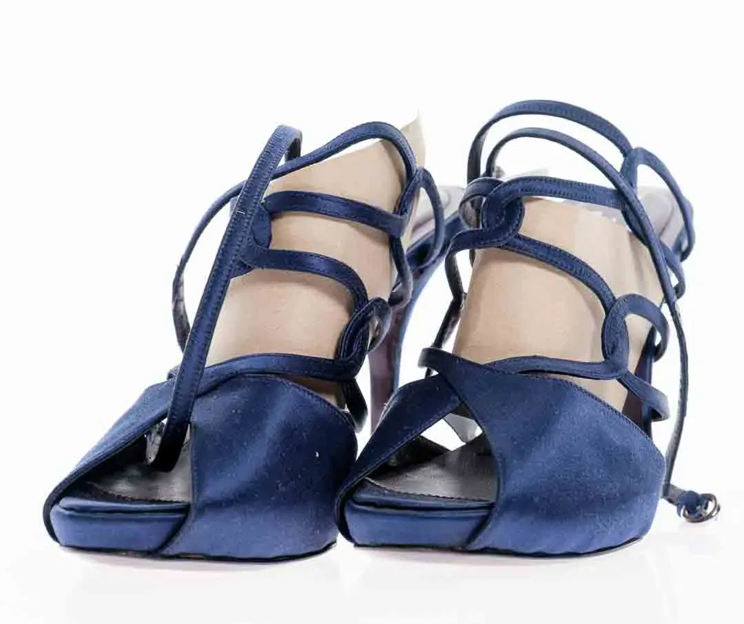 RODO High Heels – Satin Pumps in Dunkelblau – Größe 39 – Made in Italy - Bild 4