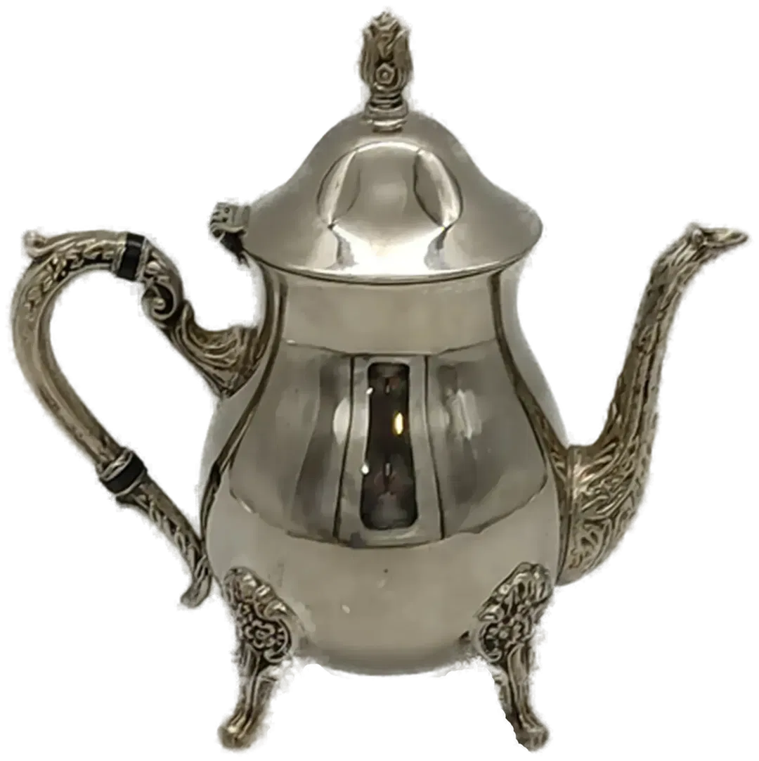 Versilbertes Tee-/Kaffeeservice – 3-teilig – Kanne, Zuckerdose & Milchkanne – barock inspiriert - Bild 4