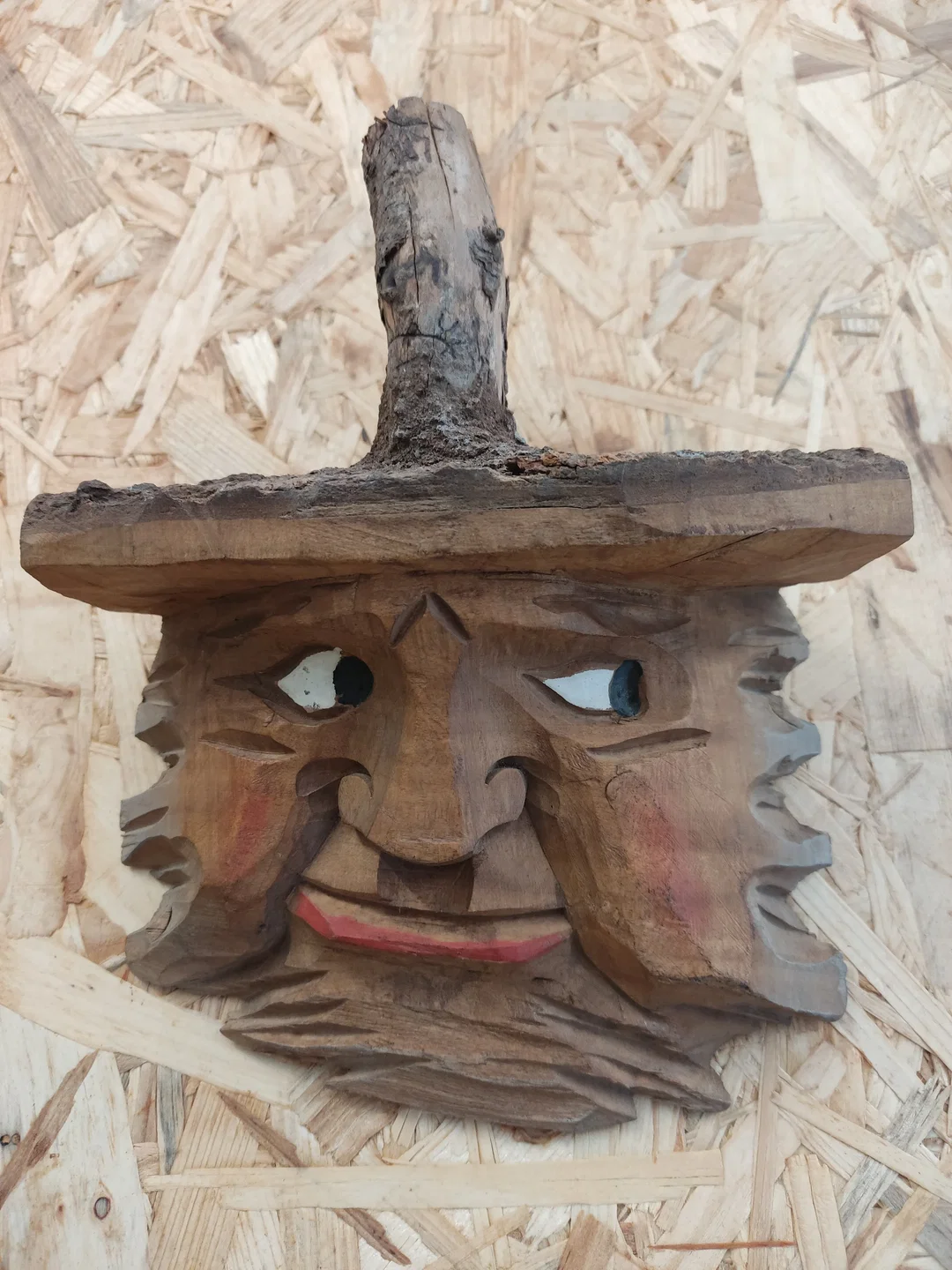 Waldgeist Wandfigur Holz 23 cm | Handgeschnitztes Unikat - Bild 1