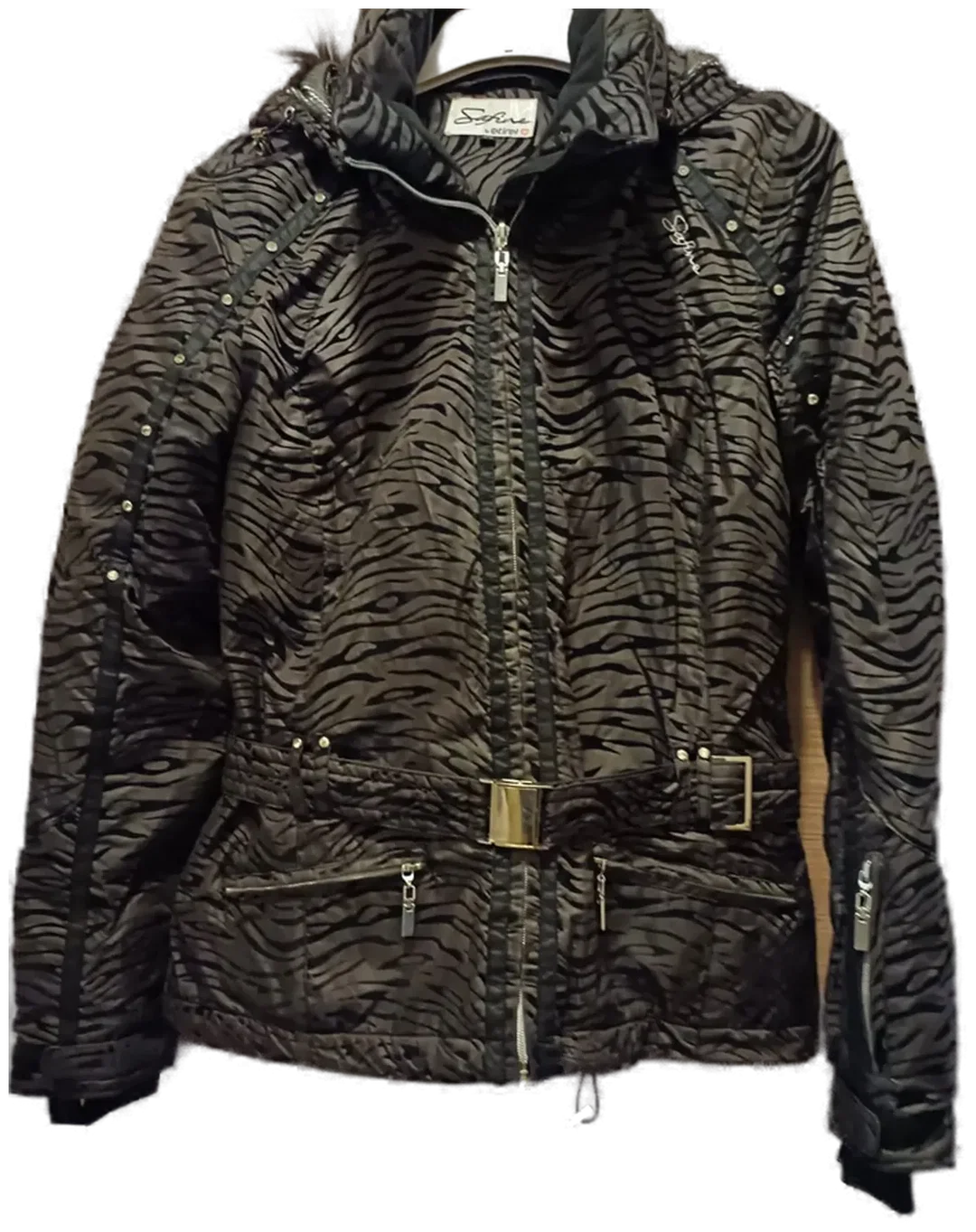 Safine by Etirel Damen Winterjacke braun-schwarz Gr. 38 - Hochwertige gestreifte Winterjacke - Bild 1