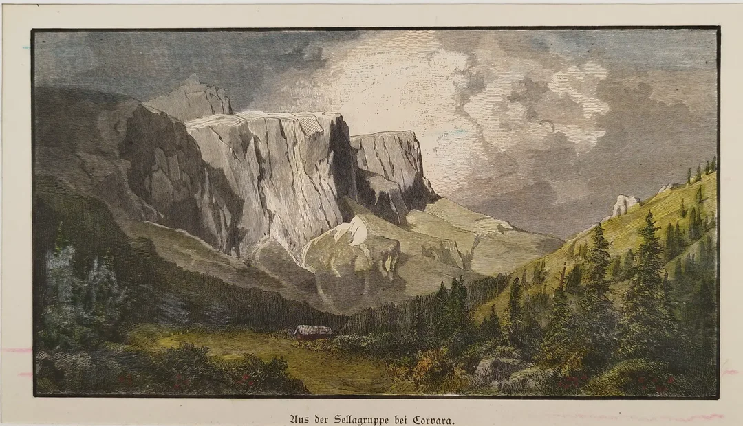 "Aus der Sellagruppe bei Corvara" Holzstich - Original von 1880 – Bild 2