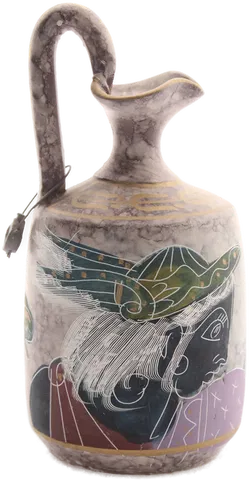 Handbemalte Keramik-Vase / Krug mit Griff – mediterranes Motiv – ca. 15 cm - Bild 3