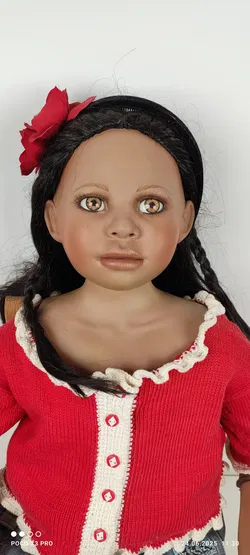 Künstlerpuppe, Christine Orange Porzellanpuppe 