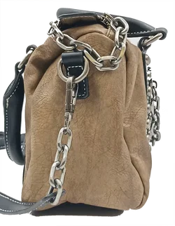 Damen Handtasche mit Nieten/ Kettendetails braun/schwarz - Bild 4