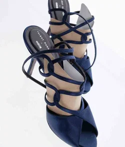 RODO High Heels – Satin Pumps in Dunkelblau – Größe 39 – Made in Italy - Bild 3