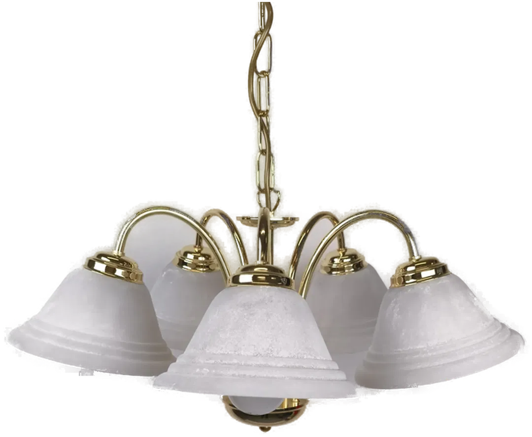 5-armiger Leuchter, Messing/Glas - Bild 4