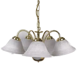 5-armiger Leuchter, Messing/Glas - Bild 1