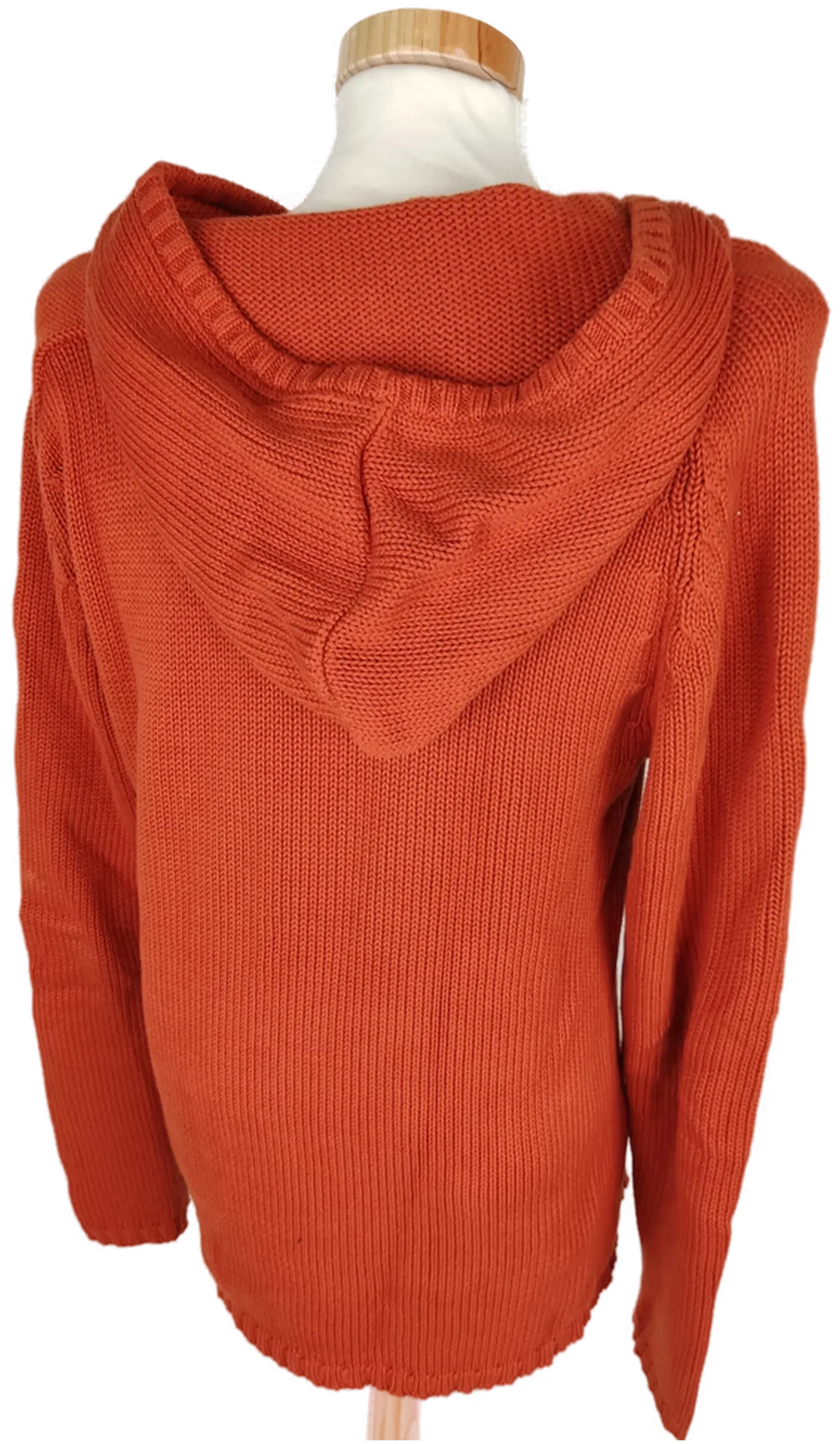 Pullover "H&ML.O.G.G.", gestrickt, langarm mit Kapuze, braun, Größe M – Bild 3
