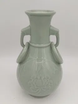 Große dekorative Henkelvase aus China - pastellgrün  - Bild 4