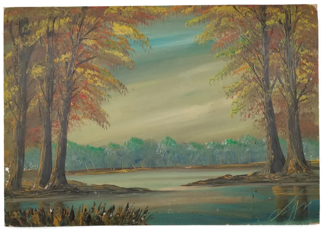 Öl-Malerei einer Landschaft - Bob Ross Technik / ohne Bilderrahmen! - Bild 1