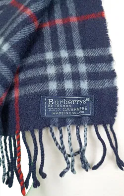 Burberry Kaschmir Unisex Vintage Schal blau/rot - Bild 2