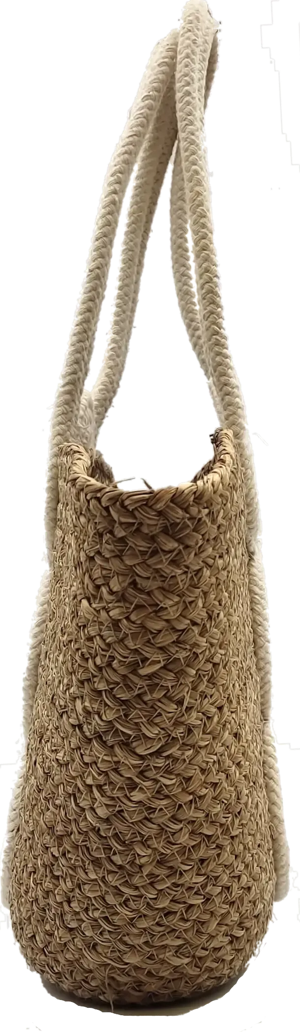 Strohhandtasche Damen mit weißen Muster – Bild 3