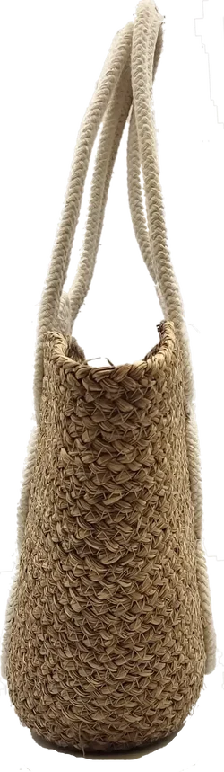 Strohhandtasche Damen mit weißen Muster - Bild 3