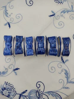 Keramik-Serviettenring mit Schleife 6er-Set | Blau-Weiß Design – Vorschau 10