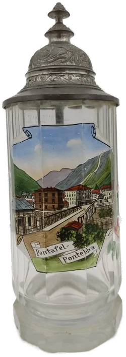 Glas-Bierkrug Pontafel-Pontebba Mit Zinndeckel 0,3 L | Historisches Sammlerstück - Bild 1
