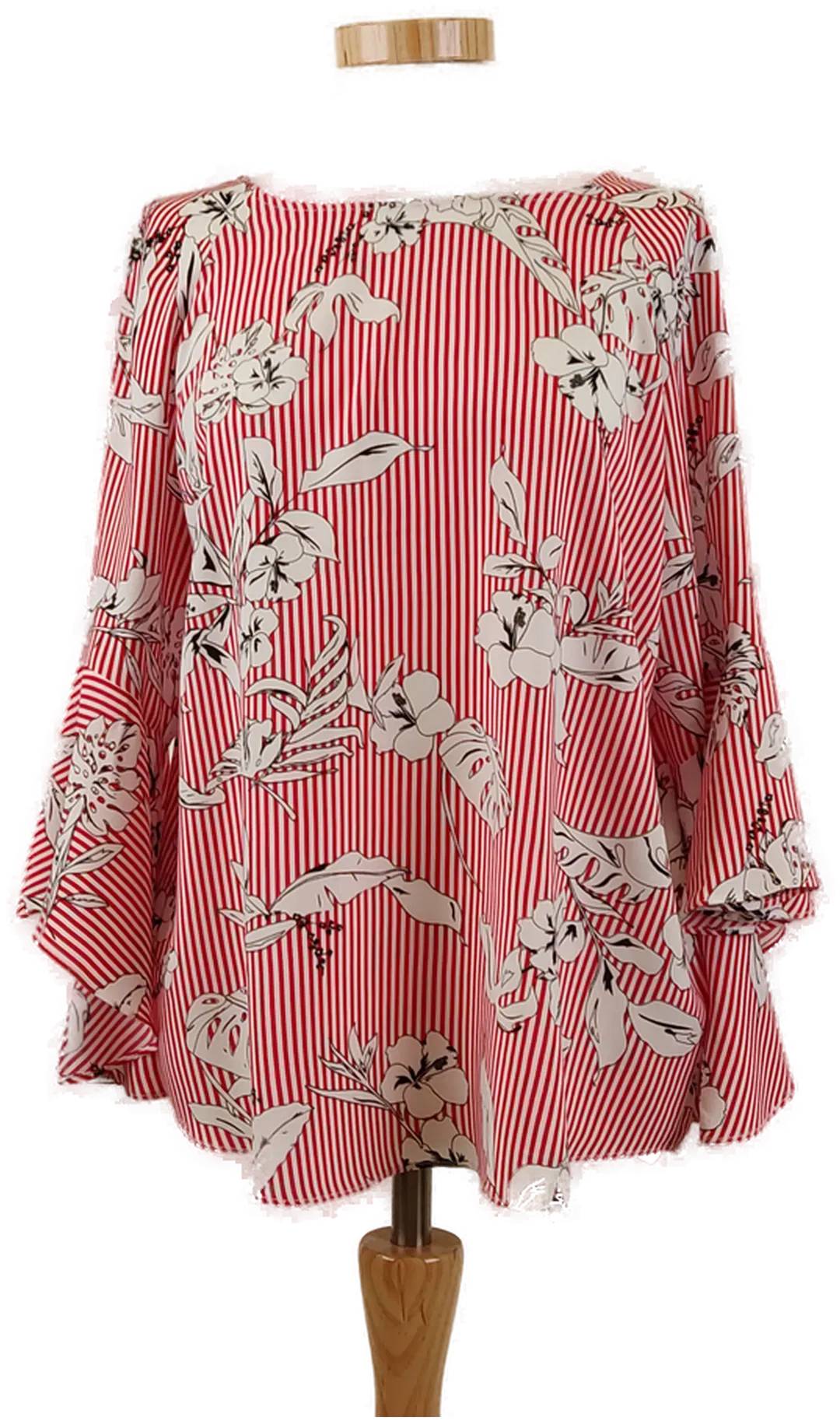 AMISU Damen Bluse gestreift/geblümt mit Trompetenärmeln, Gr. S - Bild 1