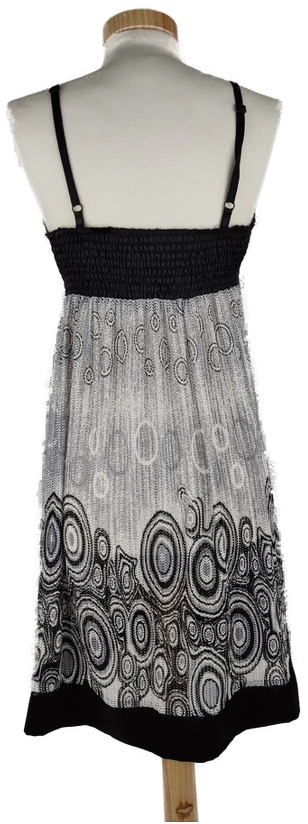 Sommerkleid "Juggbox", mit V-Ausschnitt und Spaghettiträger, schwarz/weiß gemustert, Größe M/38 – Bild 3