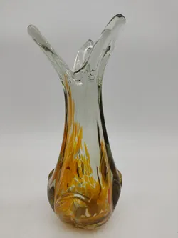 Kleine Tischvase im Murano-Stil - orange/weiss/transparent - Bild 3