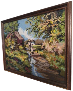 Stickbild, Gobelin " am Bach", 43x34 cm – Vorschau 2