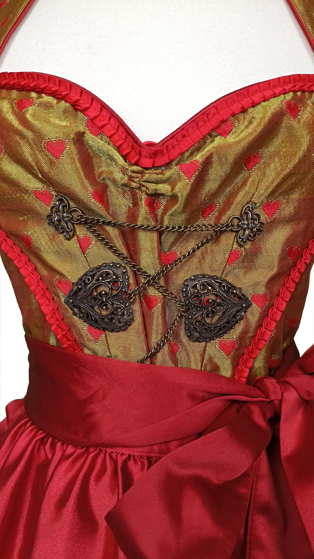 Damendirndl grün/rot Gr. XXS – Bild 3