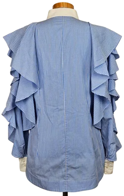 SARA BATTAGLIA Damen Bluse, blau/weiß -Gr. M - Bild 3