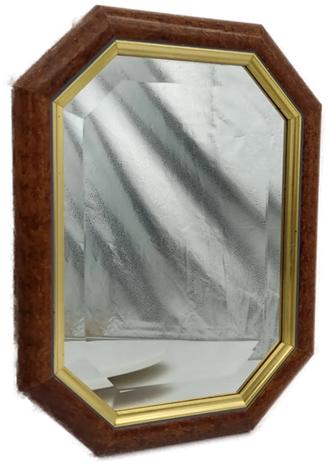 Wandspiegel 8-Eckig Echtholz Wurzelholzmaserung | Wurzelholz-Unikat - Bild 1