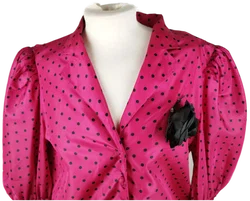 FINK Modell Bluse - Gr. 40 / Polkadot mit Brosche - Bild 1