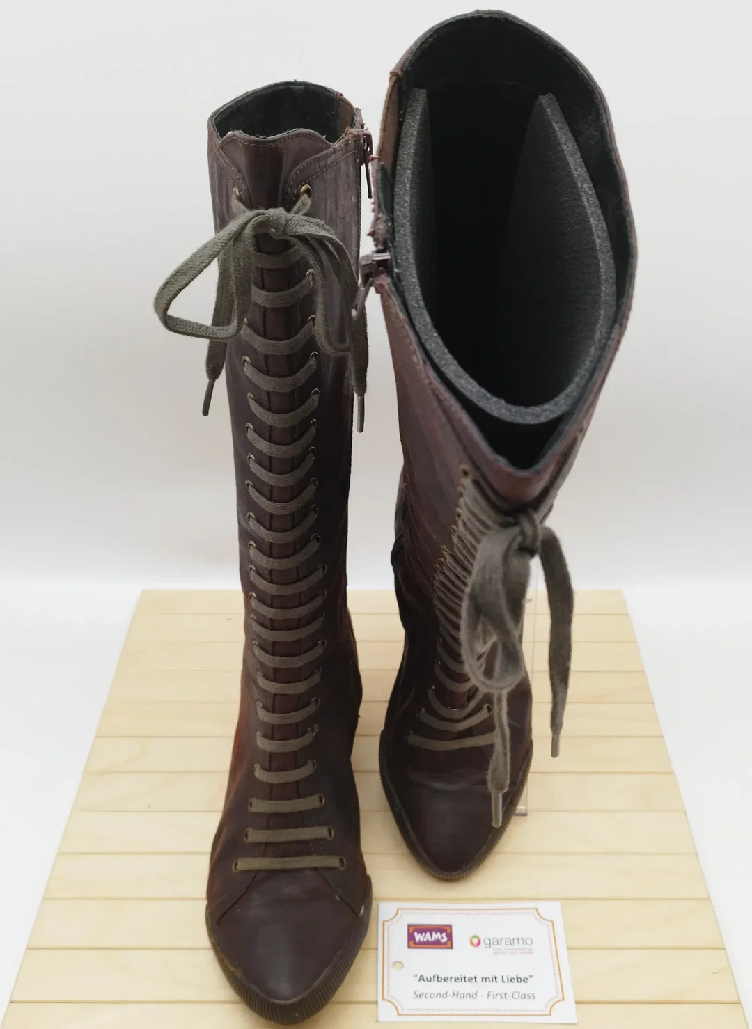 Jump for the people Schnürstiefel, Leder, Gr. 38, braun - neu besohlt  - Bild 1