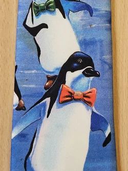 Vintage Ralph Marlin Krawatte "Penguins on Ice" 1990, 90er Pinguin Kult – Vorschau 5