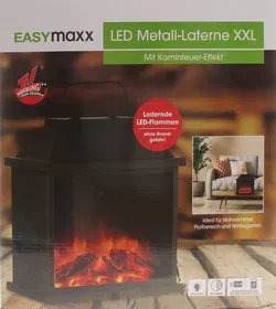 EASYmaxx LED-Kamin / LED Metall-Laterne XXL – Kaminfeuer-Effekt – Schwarz – ca. 31,5 cm - Bild 4
