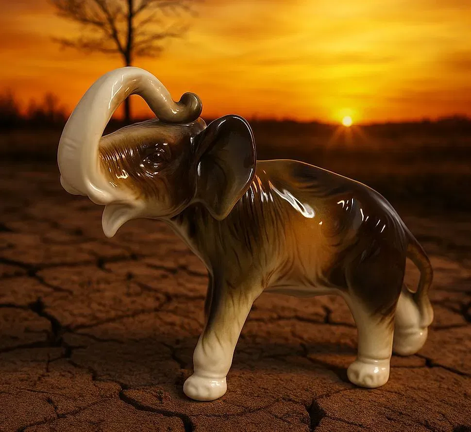 Royal Dux Bohemia Porzellan Elefant – 14,5 cm – Tschechoslowakei – 1960er/70er Jahre - Bild 4