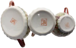Japanisches Porzellan-Teeset mit Geisha-Dekor – 4-teilig, handbemalt, rot-gold - Bild 7