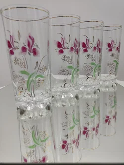 DeValbor Trinkgläser 4er-Set mit Irisblüten | Italienischer Retro-Charme - Bild 1