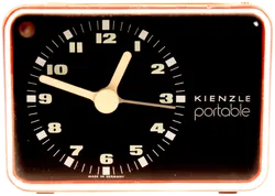 Kienzle portable Vintage Wecker – Reiseuhr Made in Germany – orange/schwarz - Bild 1