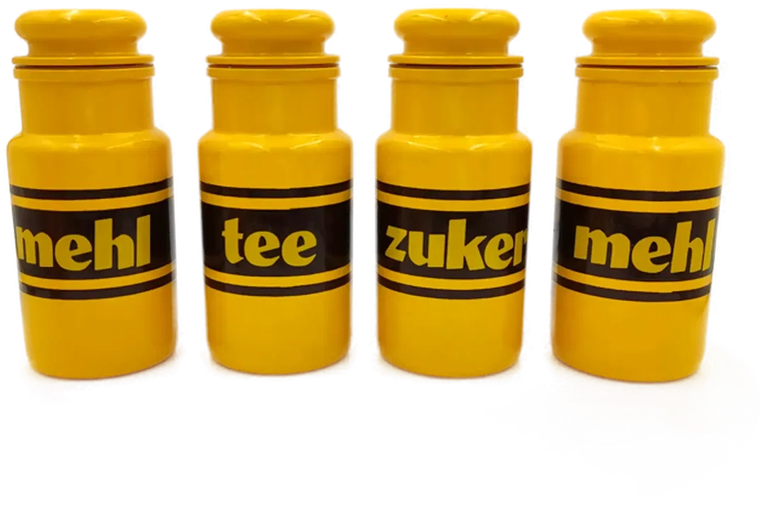 Vintage Keramik Vorratsbehälter gelb/braun - 4 Stück - Bild 1