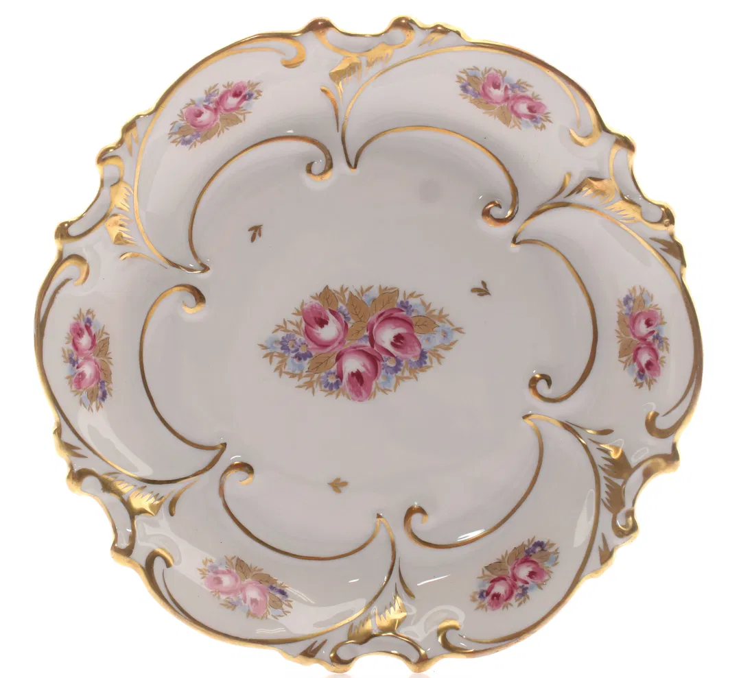 JLMENAU Graf von Henneberg Porzellan Schale – Handbemalt – Golddekor – Rosenmotiv - Bild 4