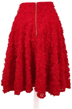 ORSAY Damen Tellerrock mit Blümchenspitze, Reißverschluss und Seitentaschen, Rot, Gr. 40 - Bild 2