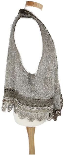 Bolero "Made in italy", ärmellos, offen ohne Knöpfe, im crashed look, beige/braun, Größe L (geschätzt) – Bild 2