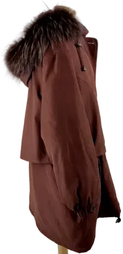 Jacke langarm mit Stehkragen und Kapuze, dunkelbraun, Größe 48 - Bild 2