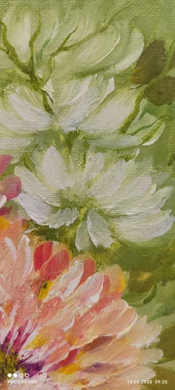 Ölbild Blumen Auf Leinwand 30x30 | Floraler Zeitreisender - Bild 8