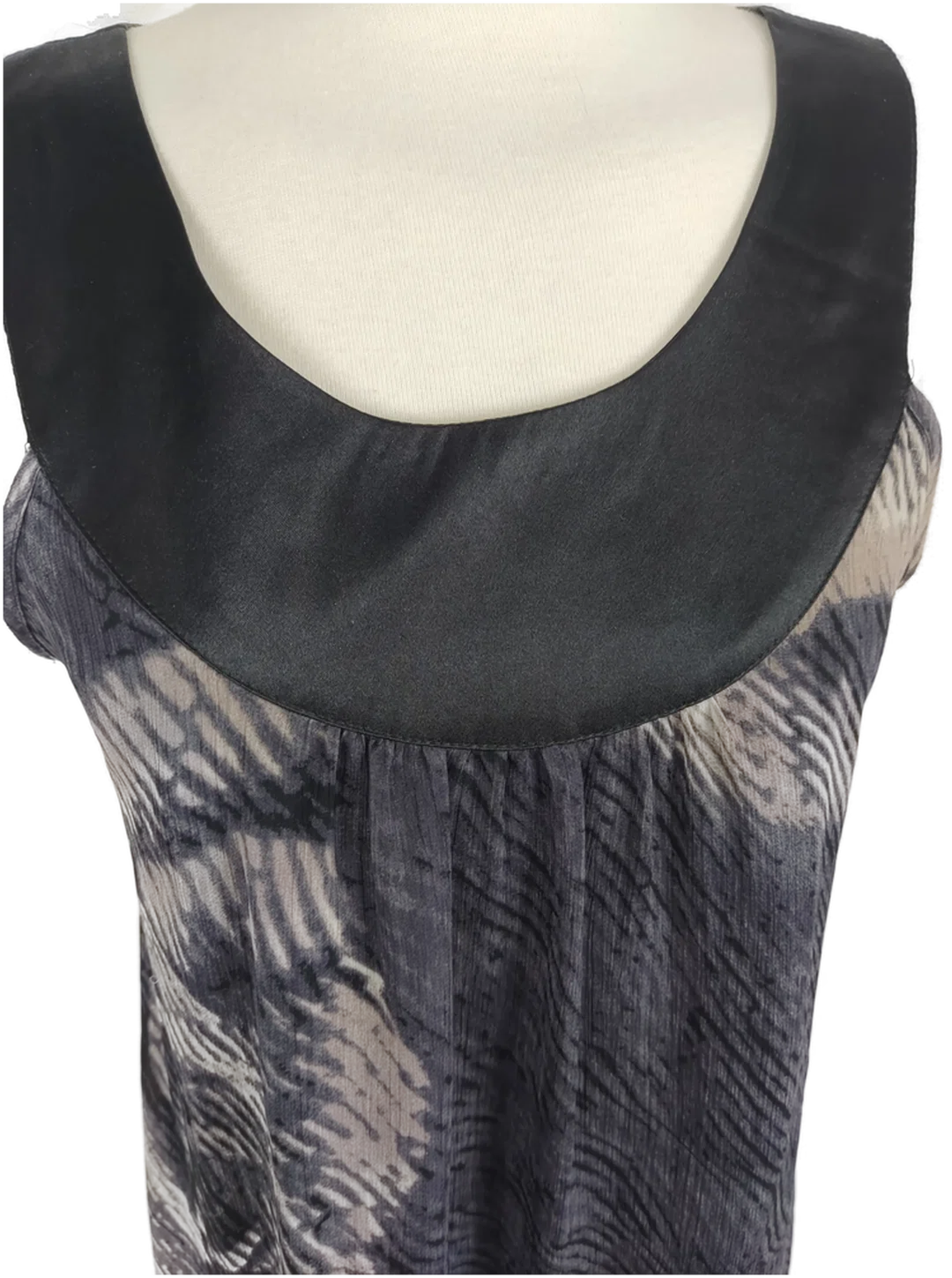 Kleid/ long Top, "okay", ärmellos mit Rundhalsausschnitt, schwarz/braun gemustert, Größe 38 – Bild 4
