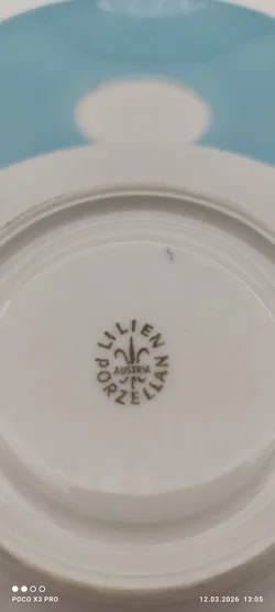 Lilien Porzellan Mokka-Untersetzer 2er Hellblau/Lila | Vintage - Bild 6