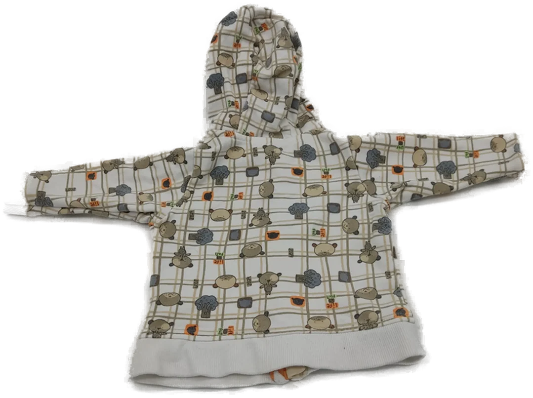 Weste "Babyclub", langarm mit Kapuze, weiß/beige/gemustert, Größe 62 – Bild 3