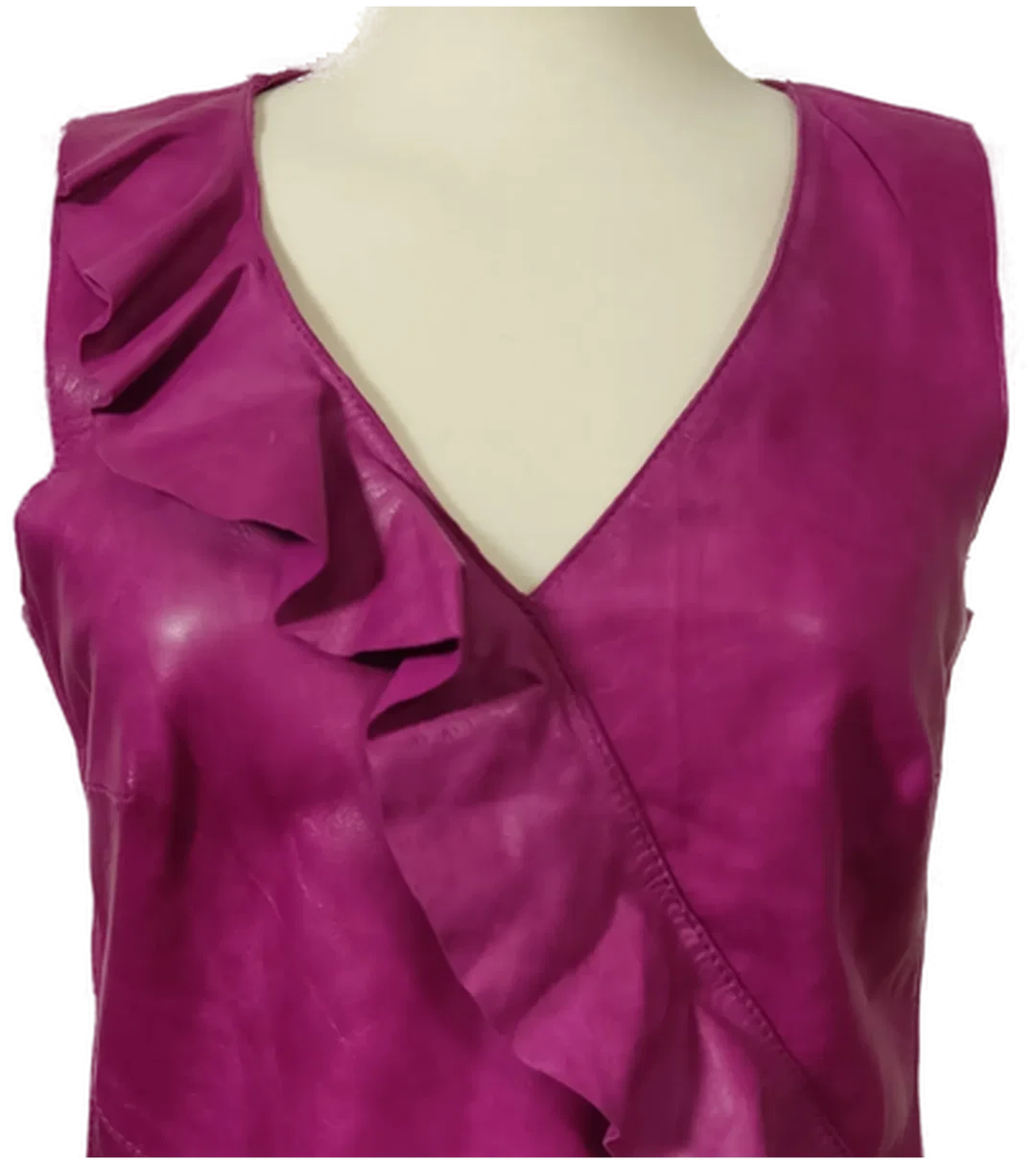 Cigno Nero Damen Zweiteiler Kleid mit Jacke aus Leder in pink Gr.36 – Bild 3