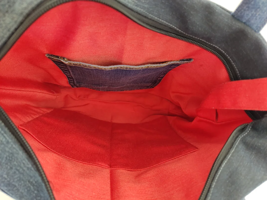 Damen Handtasche blau handgemacht upcycling – Bild 6