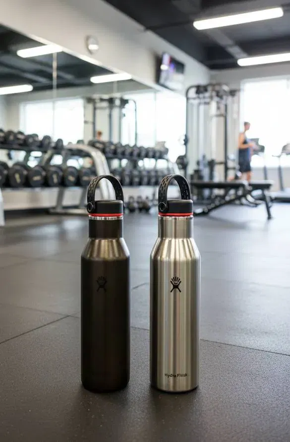 2 Edelstahl-Isolierflaschen Hydro Flask Trinkflaschen Set –  (ca. 620 ml, doppelwandig, Schwarz & Silber) - Bild 3