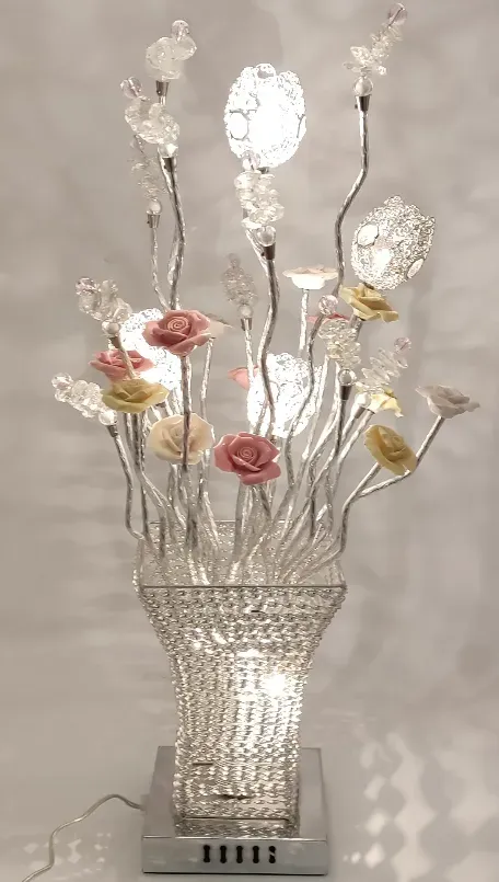 Tischlampe/Bodenleuchte moderne dekorative Kunst Blumenvase 5x 20W 12V G4 – Bild 4