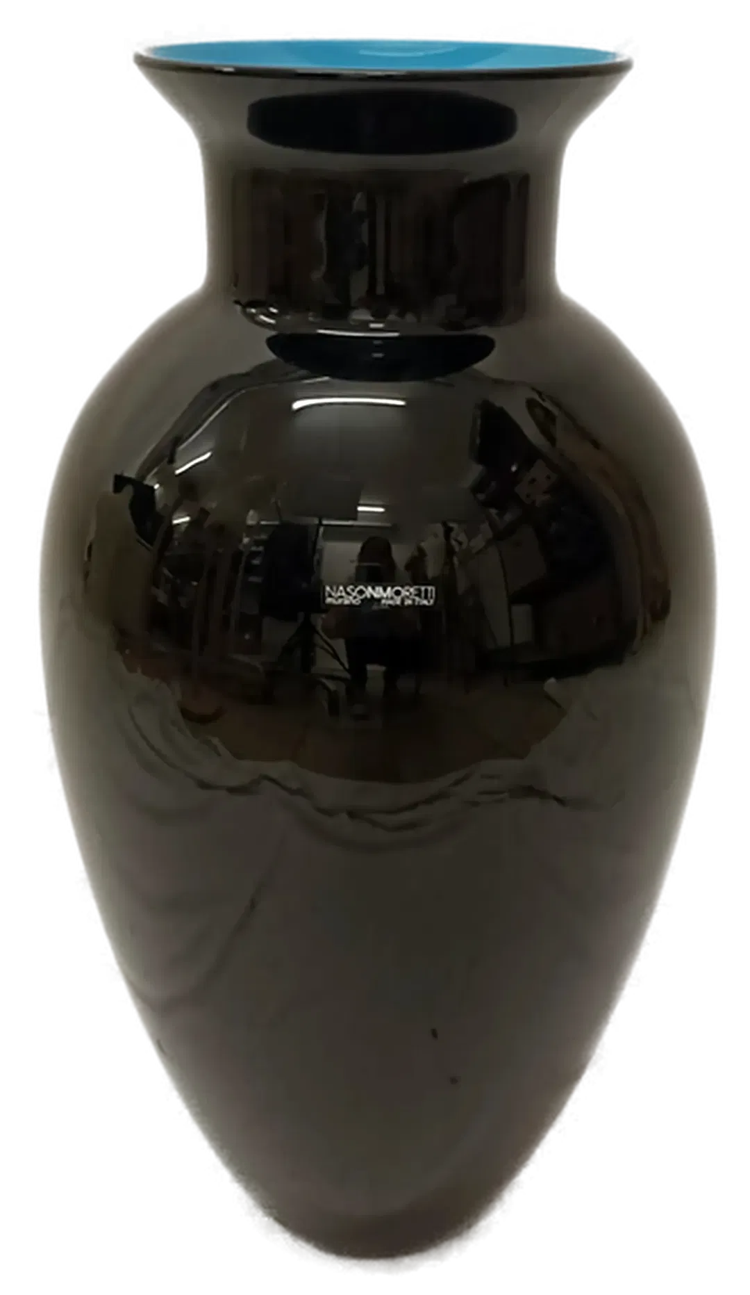 Nason & Moretti Muranoglas Antares Vase - schwarz/türkis - Bild 1